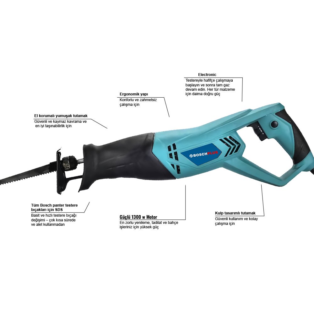 BoschPlus BP017 Elektrikli Tilki Kuyruğu Testere (Mavi) özellikleri