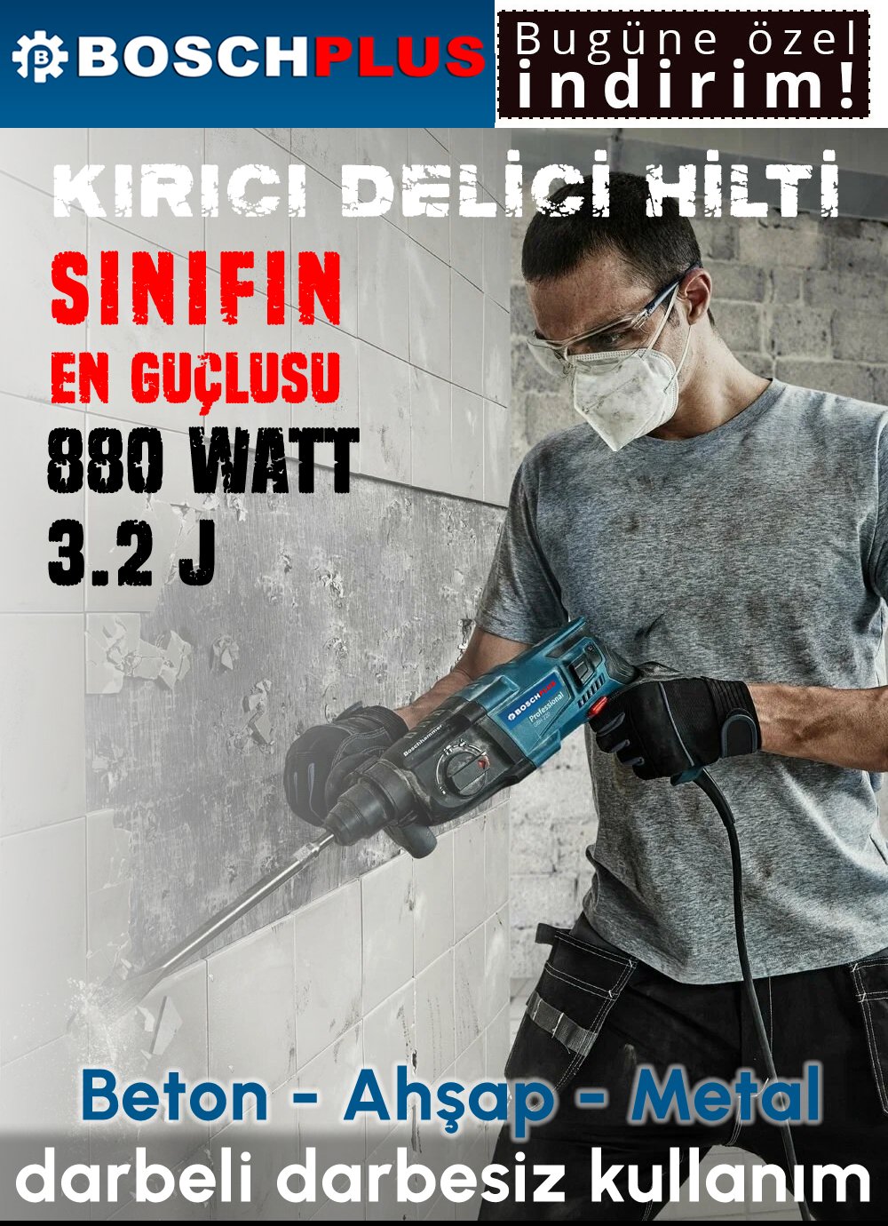 Bosch Plus BP002 Professional Gbh 2-28f Pnömatik Kırıcı Delici