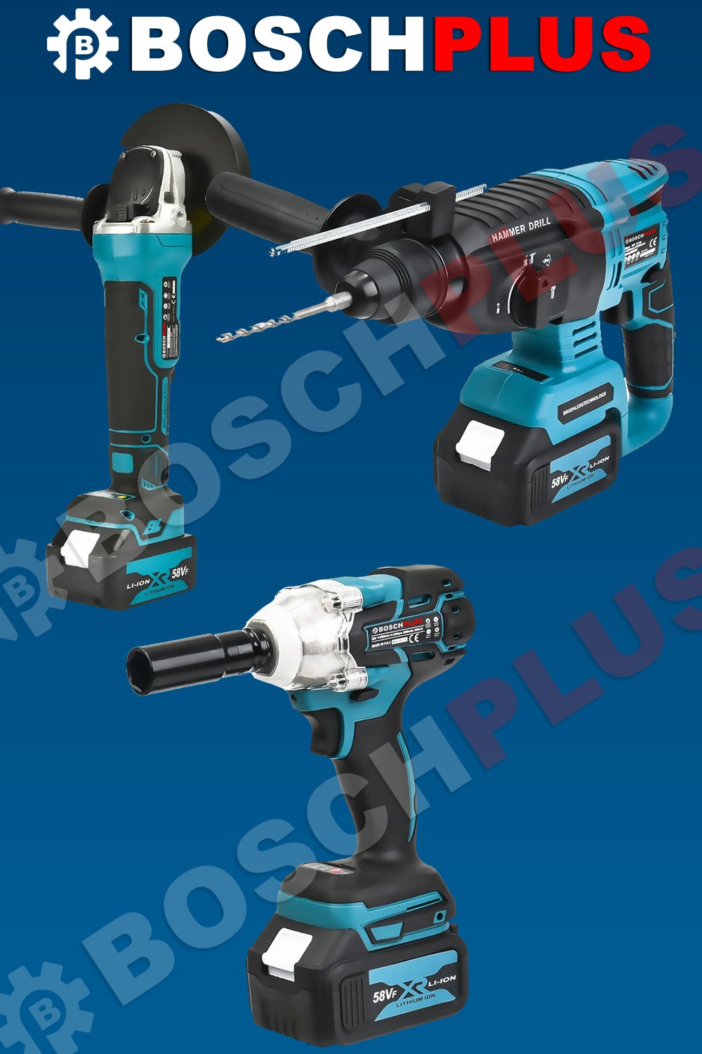 Bosch Plus BP007 Akülü Ultra 3lü Set Somun Sıkma Sökme, Kırıcı Delici, 125mm Avuç Taşlama 58Vf 5ah Model ve fiyatları