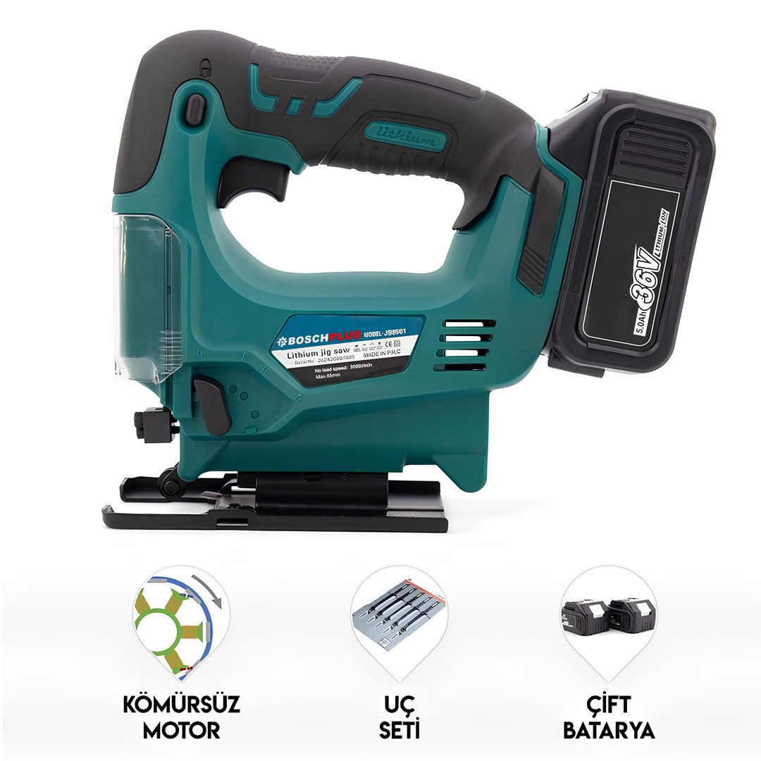 BoschPlus BP013 Akülü Kömürsüz Motor Ayarlanabilir Çift Bataryalı Dekupaj Testere 36V 5ah Mavi model ve fiyatlar