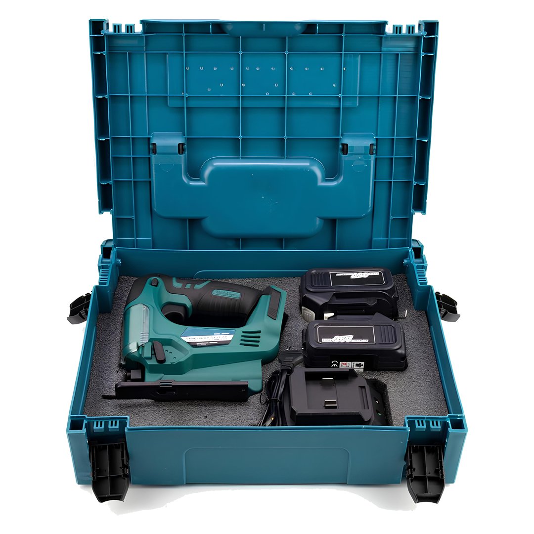 BoschPlus BP013 Akülü Kömürsüz Motor Ayarlanabilir Çift Bataryalı Dekupaj Testere 36V 5ah Mavi çantası