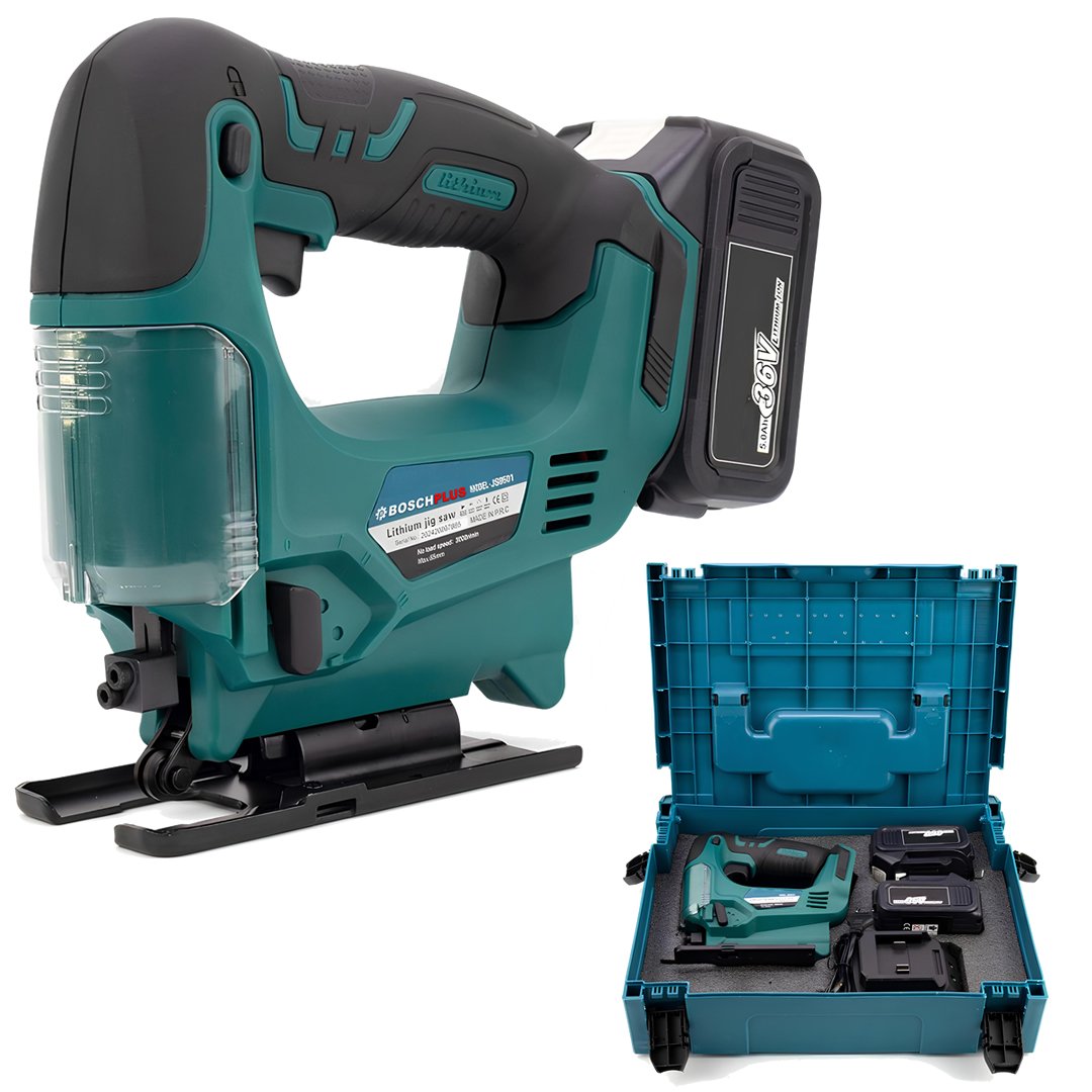 BoschPlus BP013 Akülü Kömürsüz Motor Ayarlanabilir Çift Bataryalı Dekupaj Testere 36V 5ah Mavi