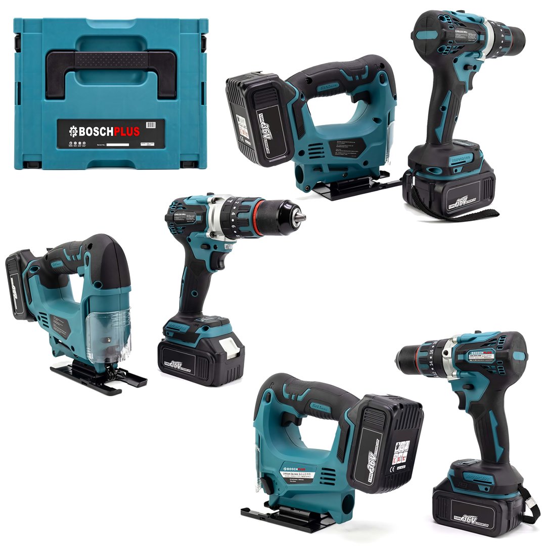 BoschPlus BP014 Akülü Kömürsüz Motor 2li Set Ayarlanabilir Dekupaj Testere ve Çelik Mandren Vidalama Matkap 36V 5ah (Mavi) model ve fiyatlar