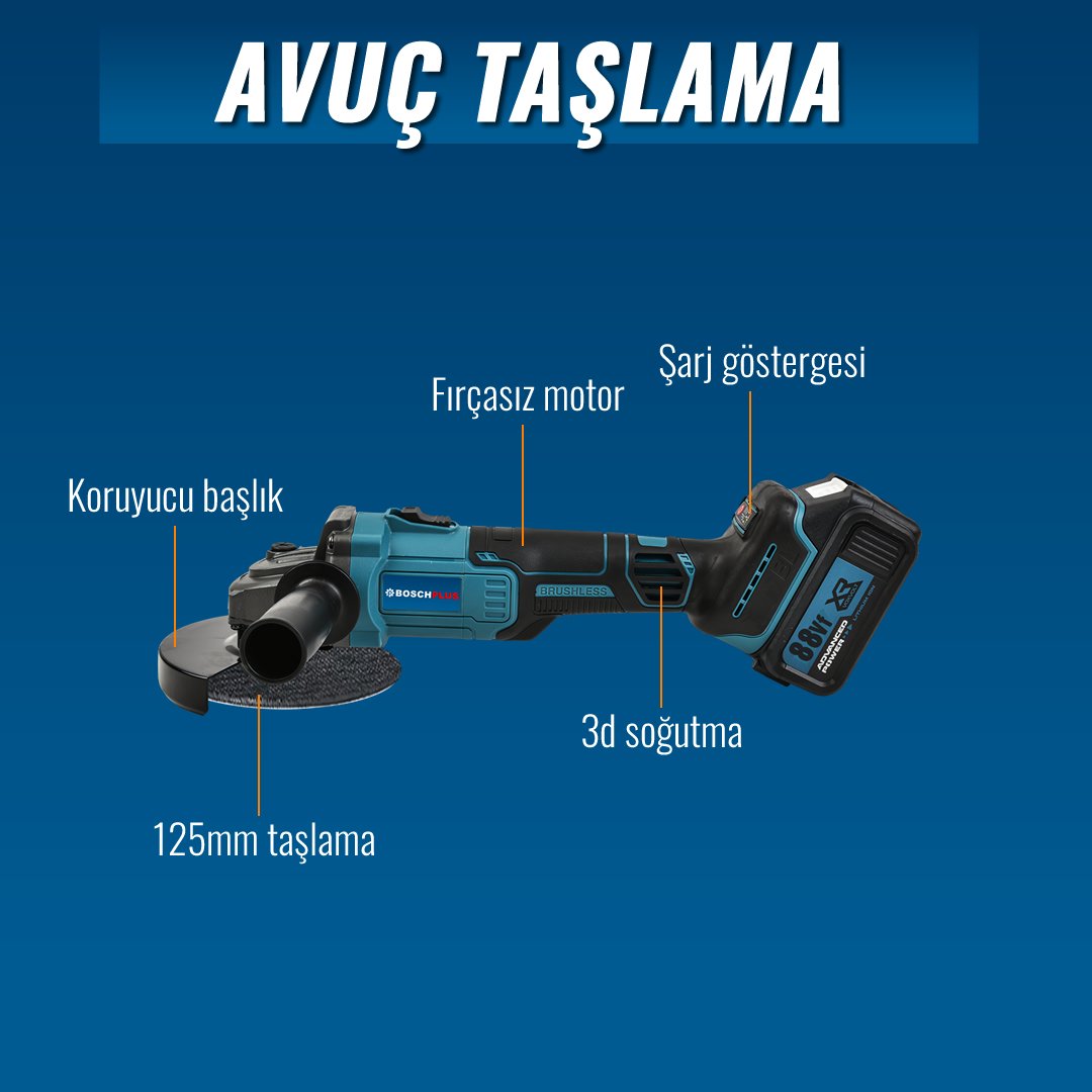 Bosch Plus BP015 Akülü Süper 5li Set Makina 88vf 5ah avuç taşlama özellikleri