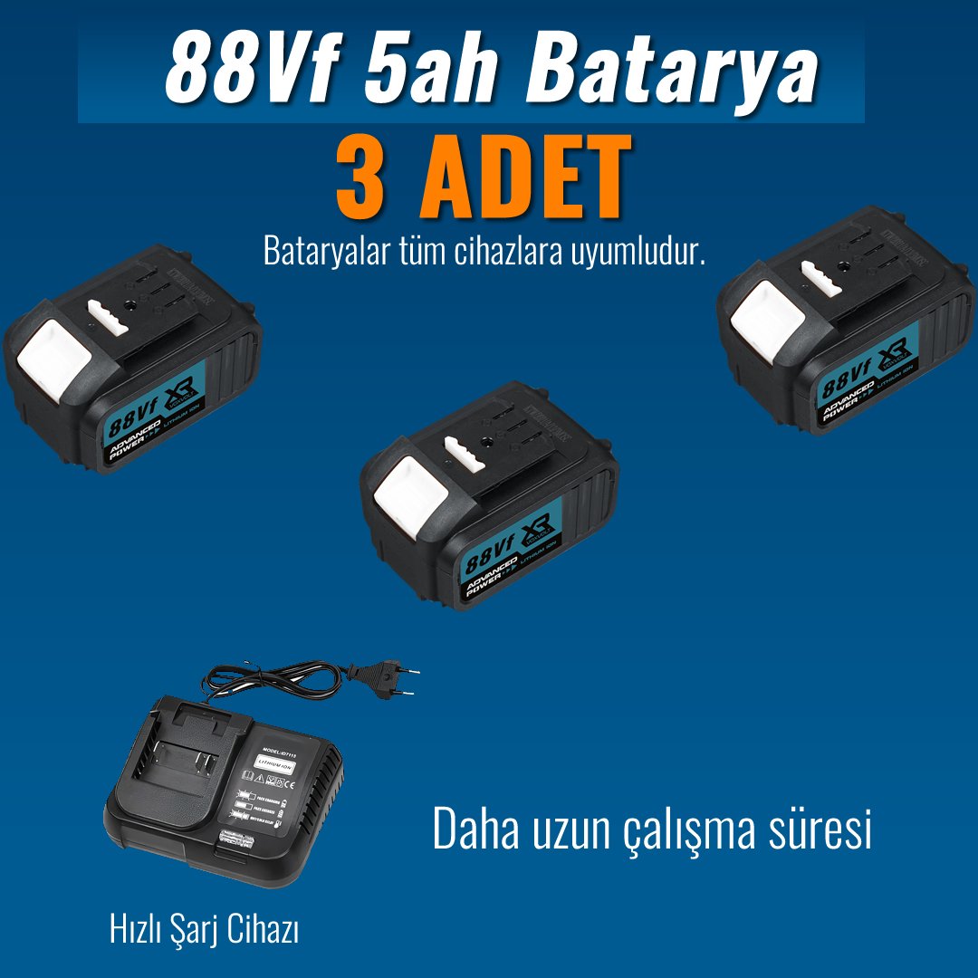 Bosch Plus BP015 Akülü Süper 5li Set Makina 88vf 5ah bataryalar