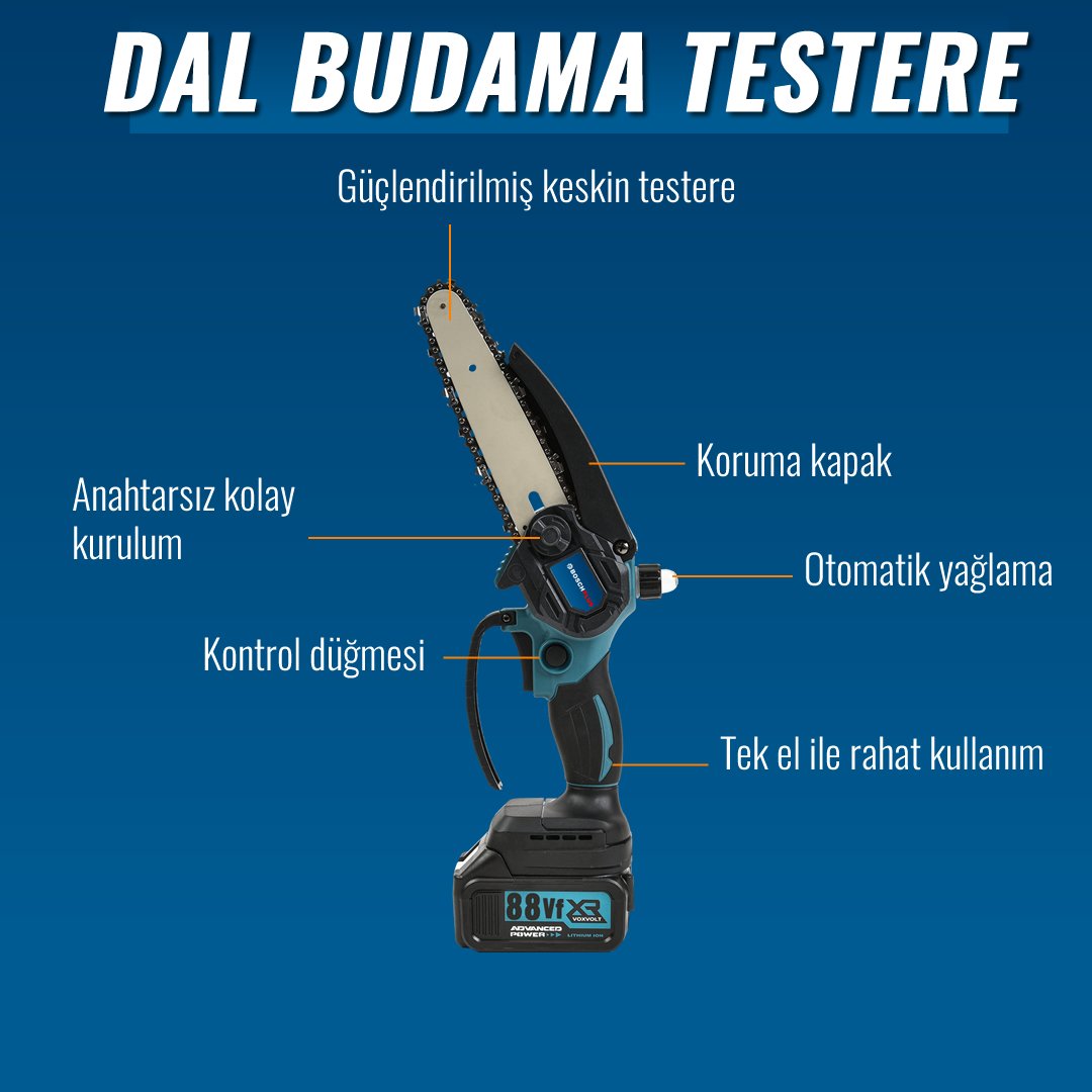 Bosch Plus BP015 Akülü Süper 5li Set Makina 88vf 5ah Budama testere özellikleri