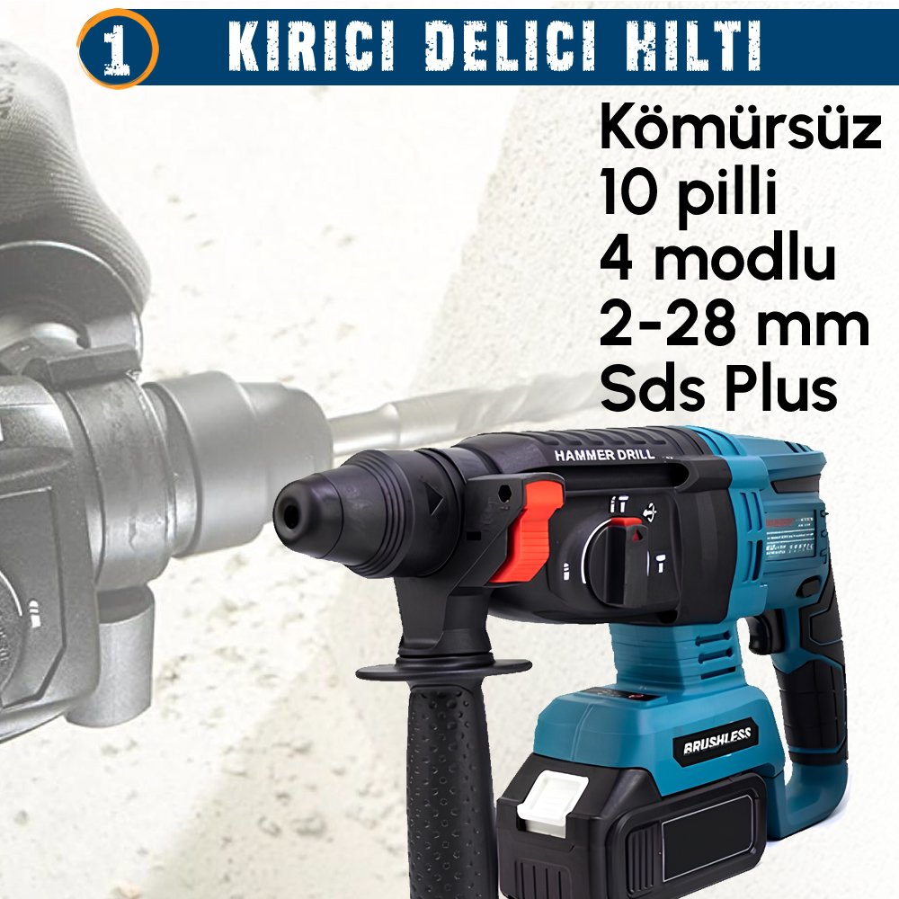 BoschPlus bp019 Akülü Kömürsüz 3IN1 Set Makine kırıcı delici özellikler