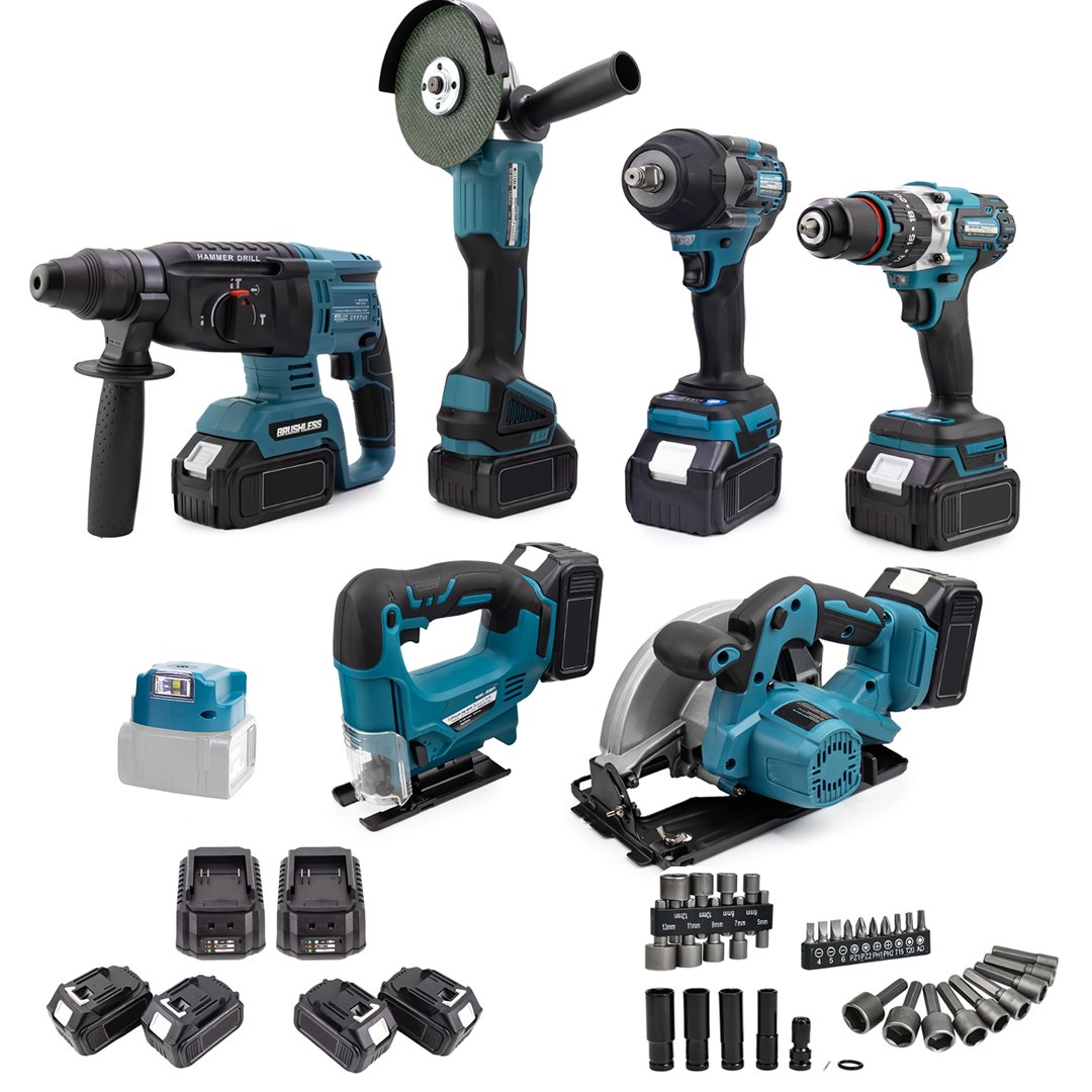 Boschplus BP020 Kömürsüz Akülü 7 li Set 88Vf 5ah 10p (800Nm Somun Sökme, Led Işık, Dekupaj, Daire Testere, Darbeli Vidalama, Taşlama, Kırıcı Delici Matkap)