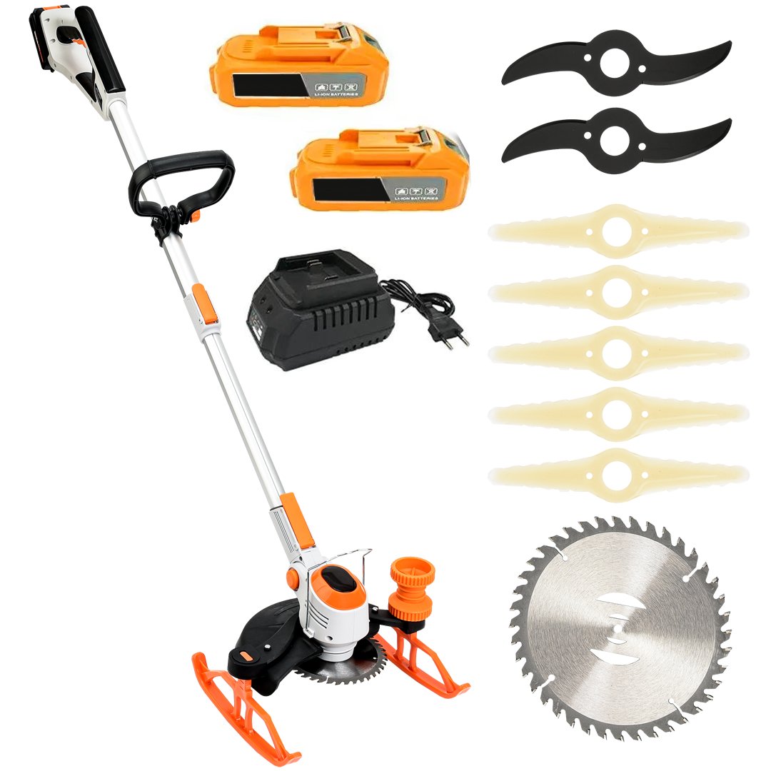 BoschPlus BP021 Profesyonel Çift Akülü Kızaklı Ot, Dal, Çim, Çalı, Biçme Tırpan Makinesi (Turuncu) 58Vf parçalar