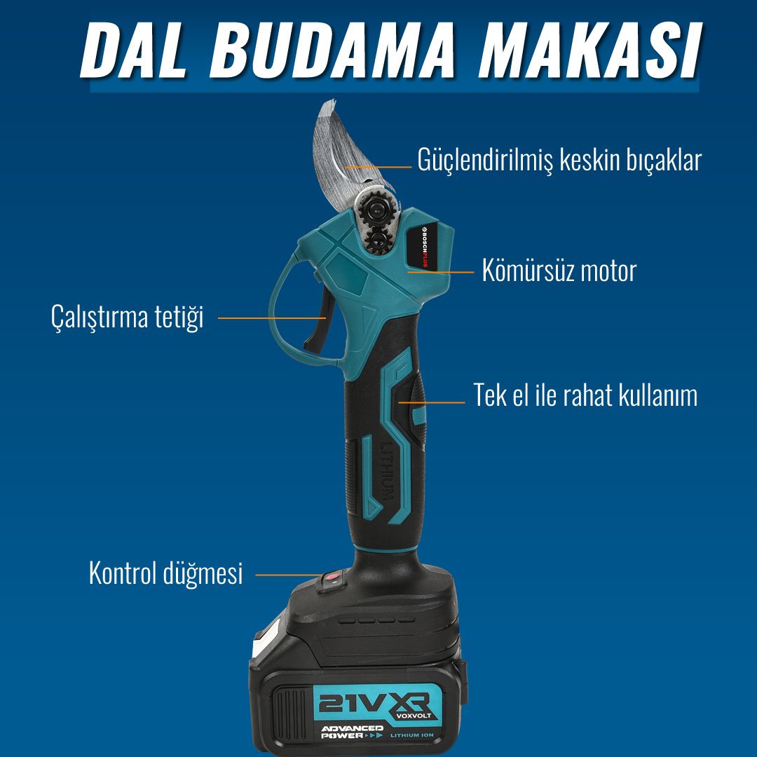 BoschPlus Akülü Süper 6li Set Makina 88vf 5ah dal makası özellikleri