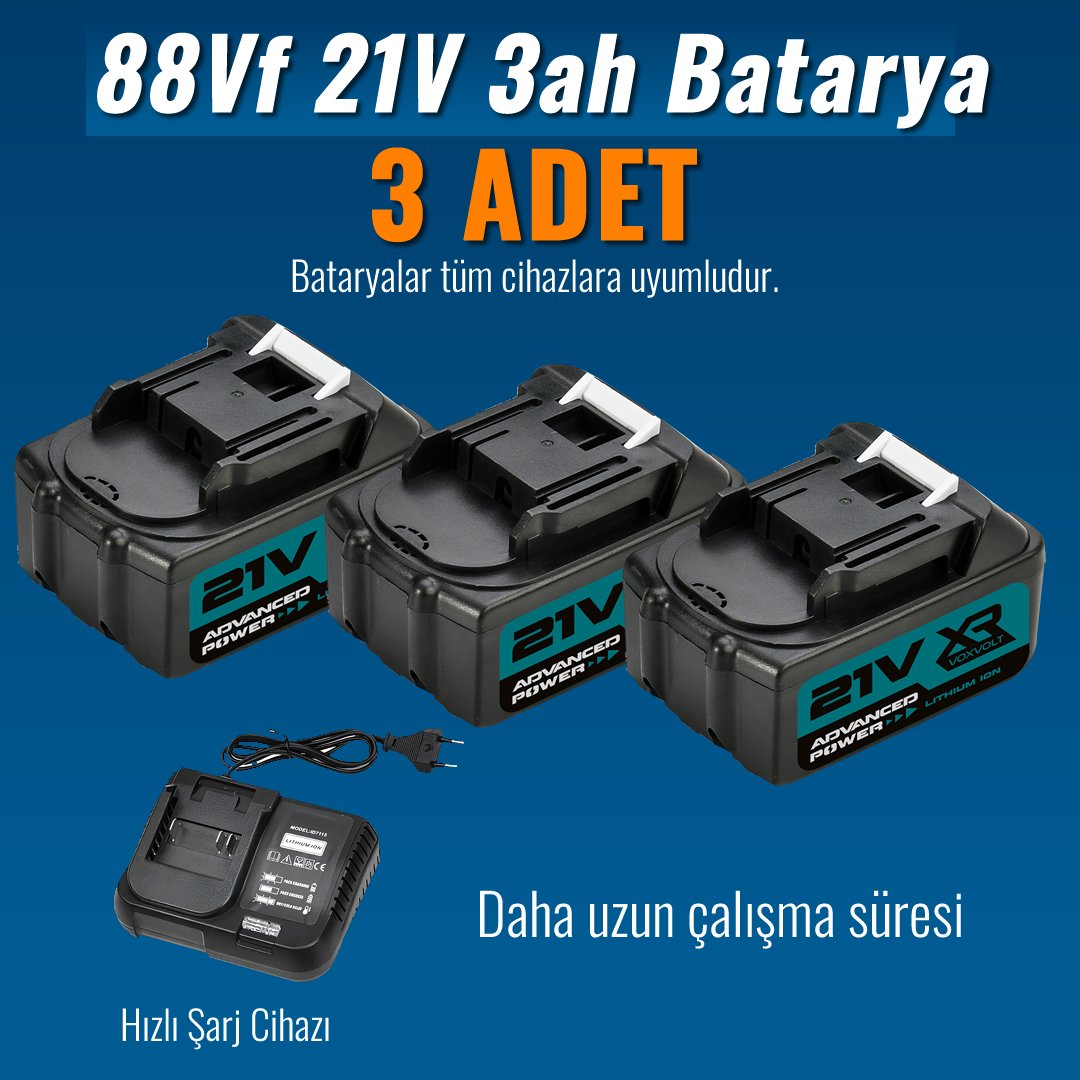 BoschPlus  Akülü Süper 6li Set Makina 88vf 5ah bataryalar